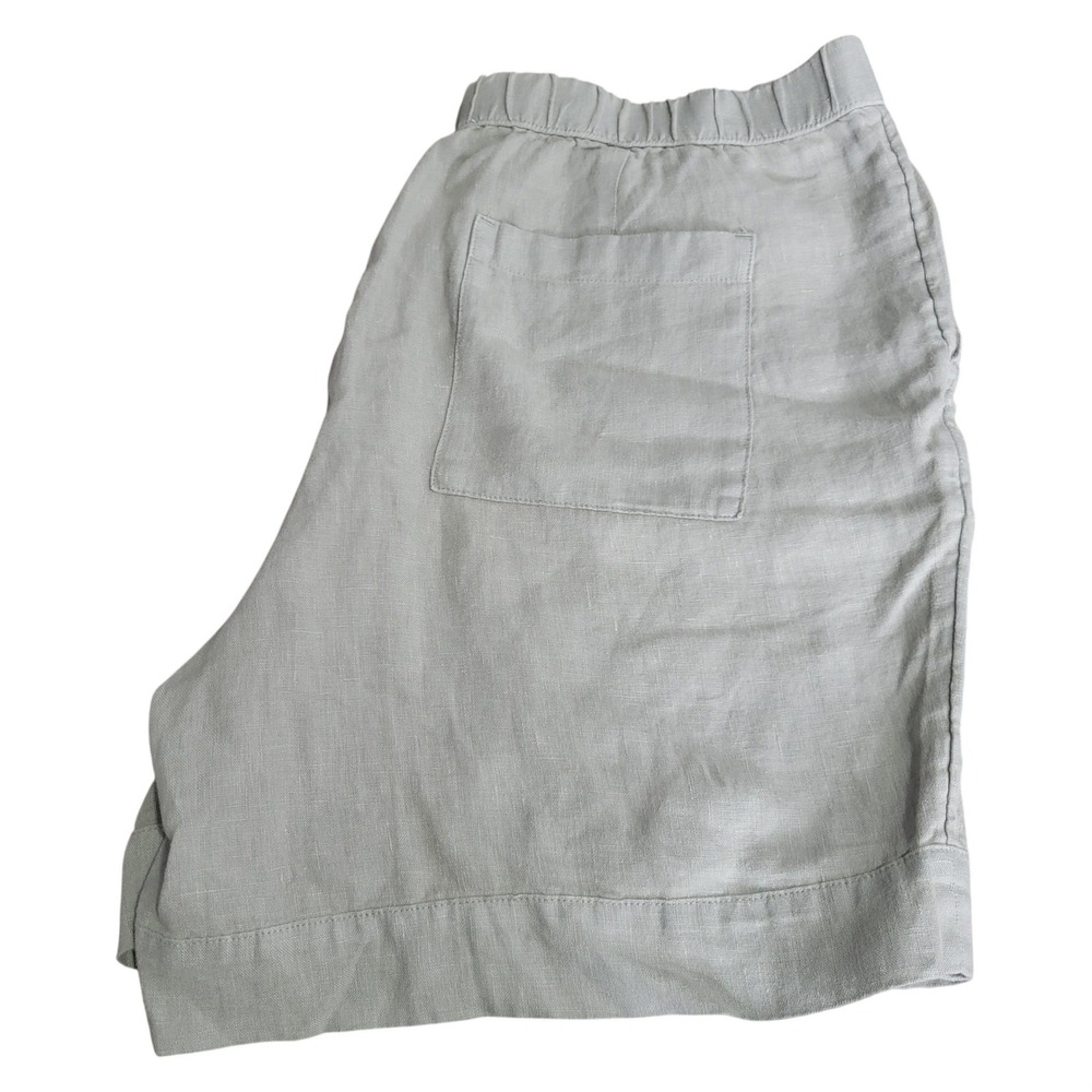Pure Jill Shorts Women L Sage Green Garment-Dyed Linen Elastic Waist WPT296611